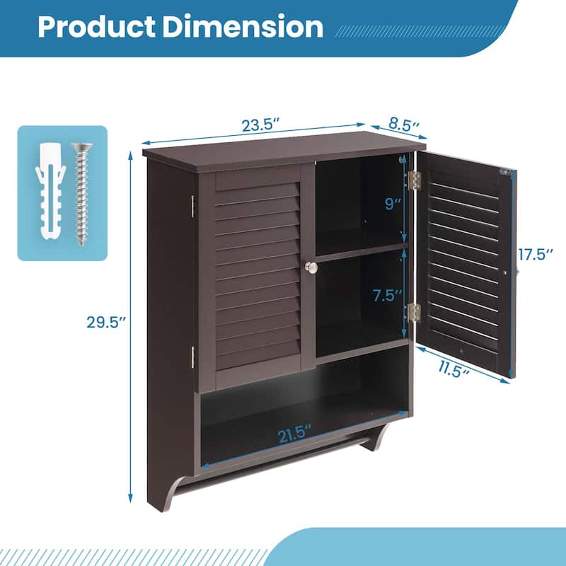 Costway Bathroom Wall Mounted Medicine Cabinet with Louvered Doors & - See Details