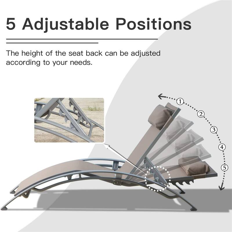 GDFStudio - Noah Adjustable Outdoor Chaise Lounge Patio Recliner Chair Set of 2
