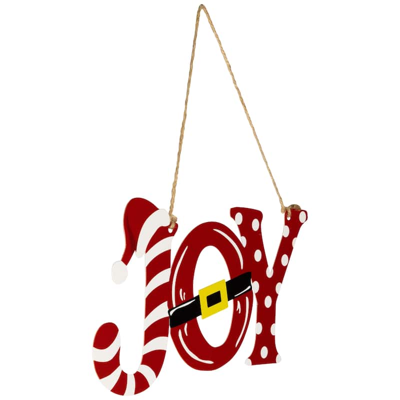 Santa Hat and Belt Joy Christmas Wall Sign - 12.25"
