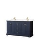 preview thumbnail 33 of 58, Avery 60 Inch Double Vanity, Cultured Marble Top Dark Blue, Gold Trim, Carrara Cultured Marble Top
