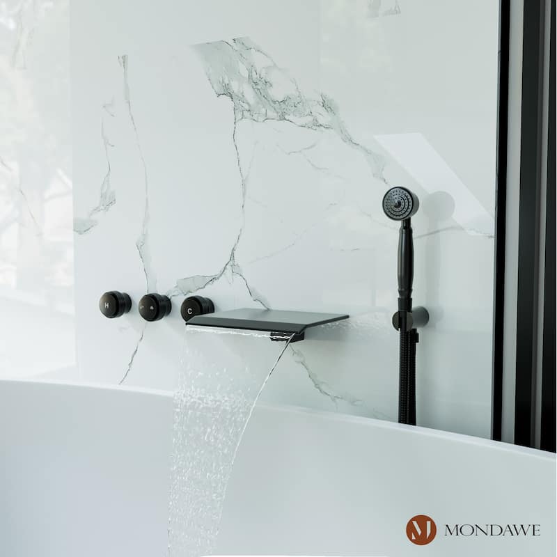 3-Handle Waterfall Wide-Spray High Pressure Tub and Shower Faucet