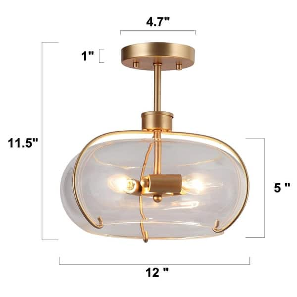 Modern 3-Light Gold Bowl Semi-flush Mount Ceiling Lights with Clear ...