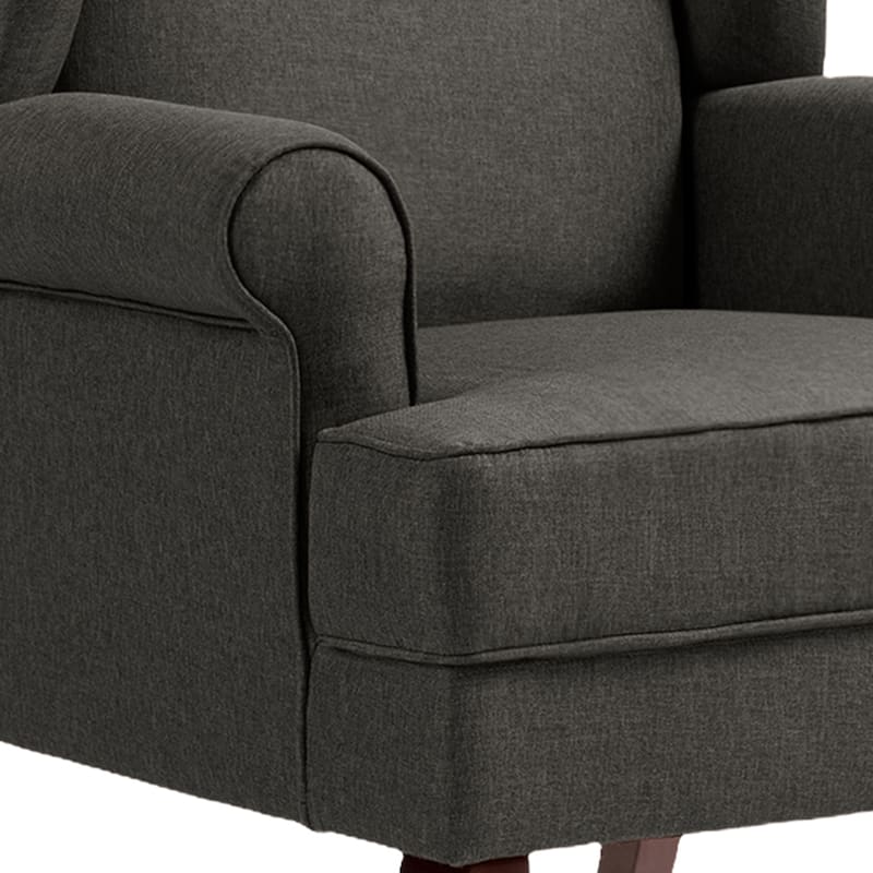 31" W Modern Upholstered Linen Wing Back Accent Chair with Rolled Arm