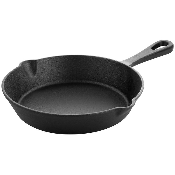 8 Inch Round Preseasoned Cast Iron Frying Pan in Black 8" inch On