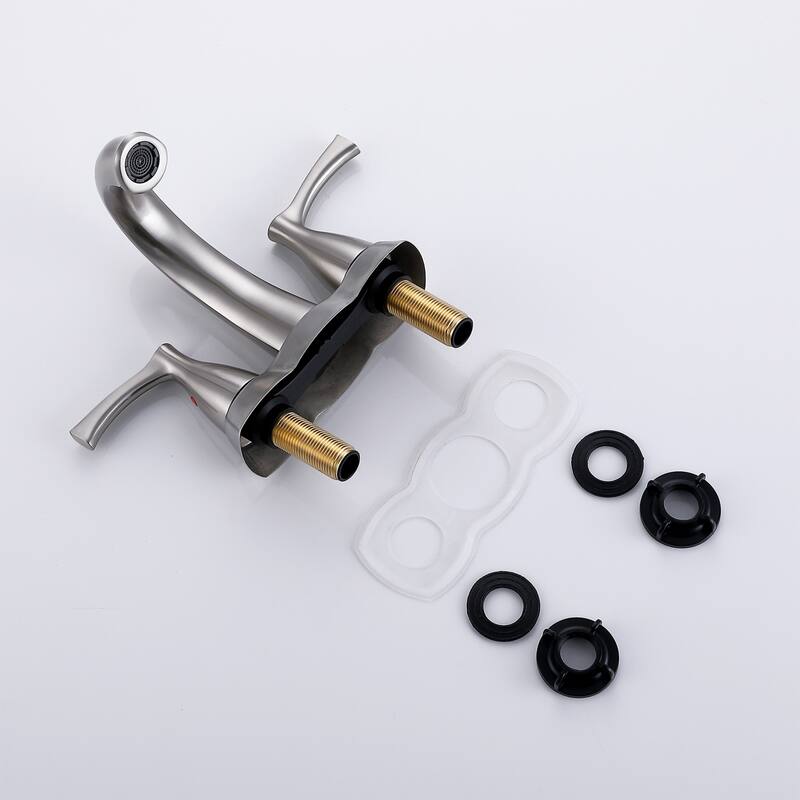 Classic 2-Handle Centerset Bathroom Faucet in Brushed Gold Finish with Pop-Up Drain - Durable Solid Brass Construction