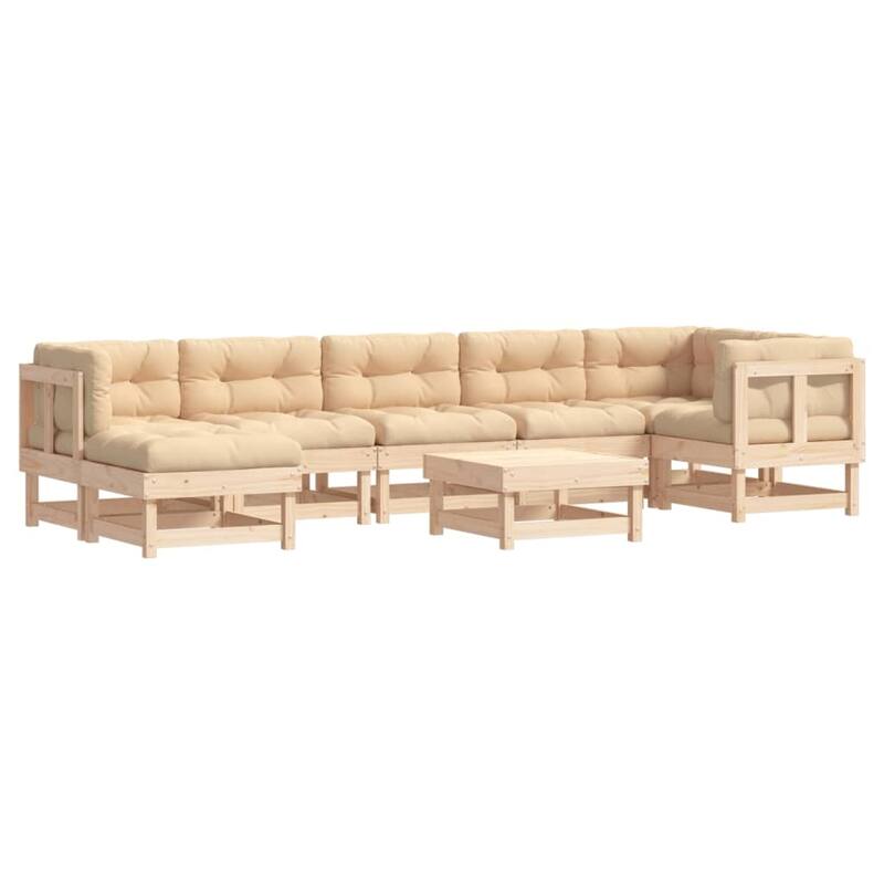 vidaXL 8 Piece Patio Lounge Set with Cushions Solid Wood - 24" x 23.8" x 24.4"