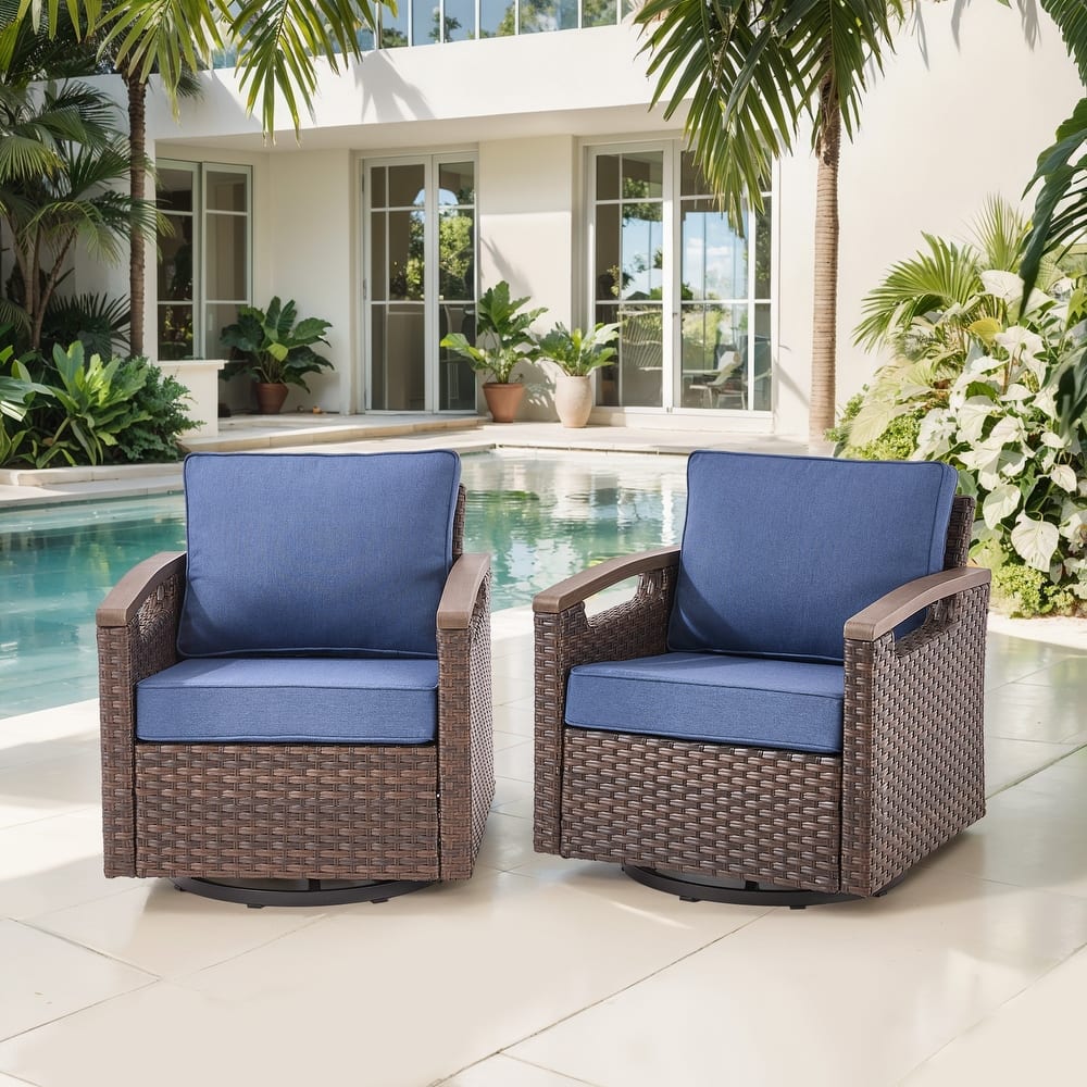 Gymojoy Patio Swivel Rocker Patio Chairs of 2 with Water-Resistant Olefin Cushions