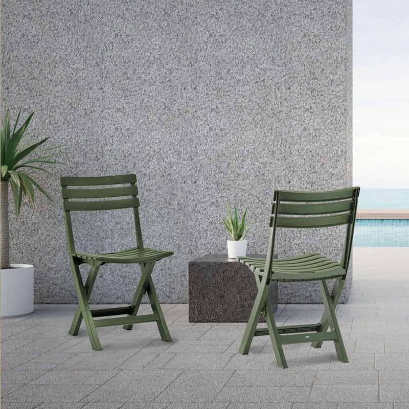 Outdoor Folding Chair Set of 2 Space-Saving UV Resistant Patio Seating