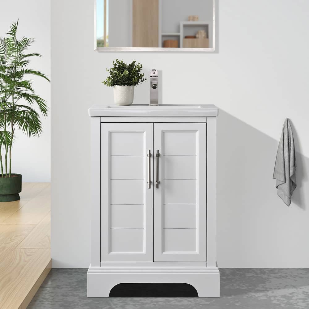 Vanity Art 24" Single Sink Bathroom Vanity with Ceramic Sink & Top