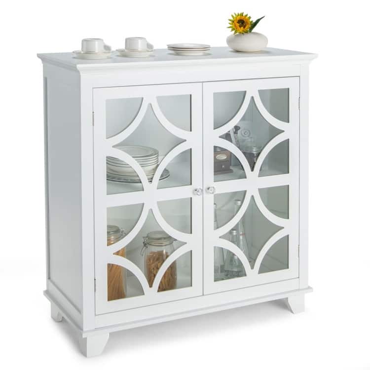 Kitchen Buffet Sideboard with Glass Doors and Adjustable Shelf - 36" x 15.5" x 38"(L x W x H)
