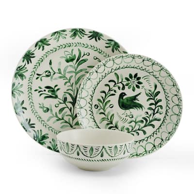 Fitz and Floyd Sicily Green 12-Piece Dinnerware Set, Service for 4