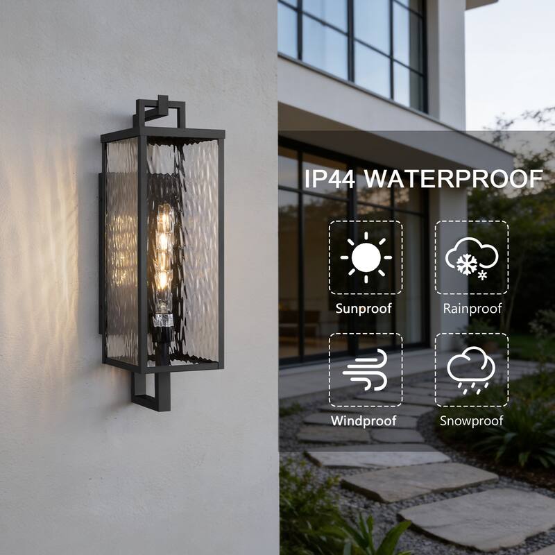 LED Outdoor Wall Lantern 1-Light 22-in H Matte Black Fixture - 22 inch