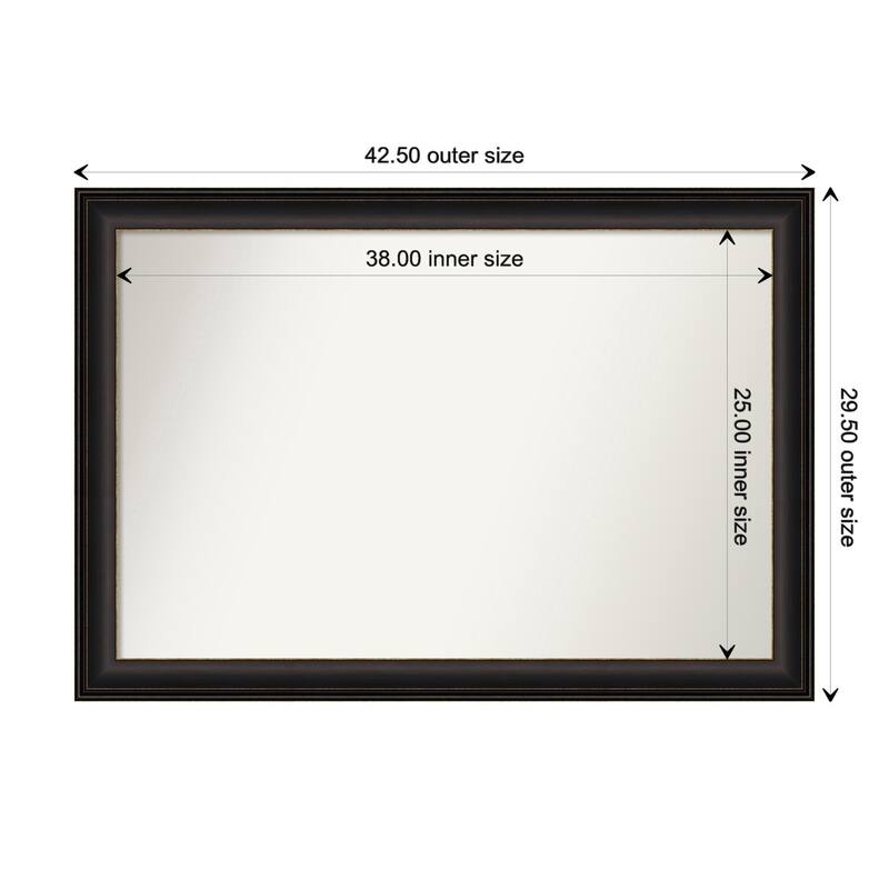 Trio Oil Rubbed Bronze Framed Non-Beveled Custom Wall Mirror, Bathroom Vanity Mirror - Outer Size: 42.5 x 29.5