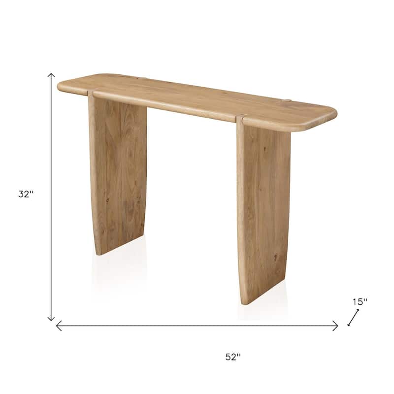 HomeRoots 52" Natural Solid Wood Solid Console Table - 52.00 in. x 32.00 in. x 15.00 in.
