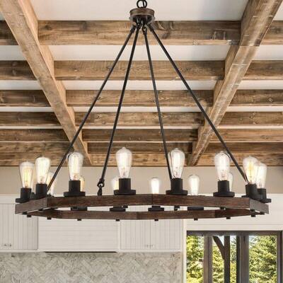 Acroma 16 Light 42In Modern Farmhouse Wagon Wheel Chandelier-UL