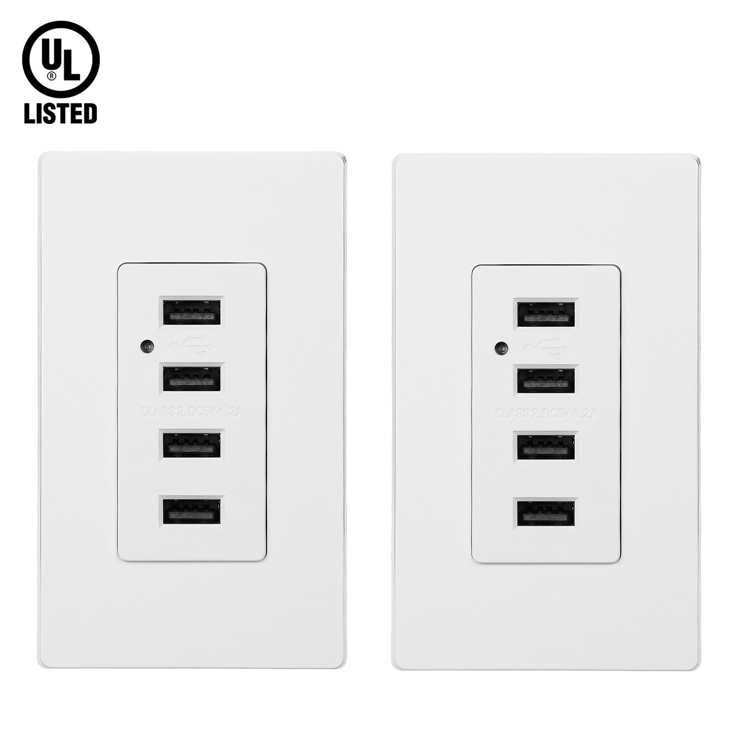 Shop Kioki 4 Usb Charging Wall Outlets 4 2a 5v Ul White 2 Pack