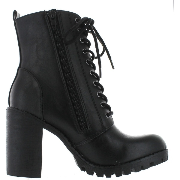 soda malia black womens heeled combat boots