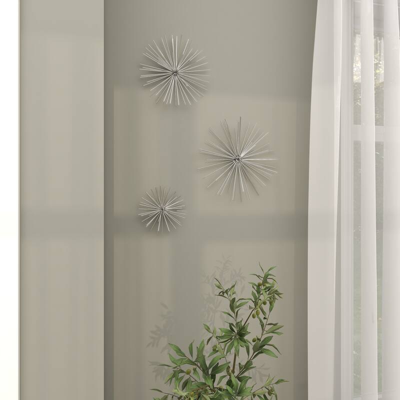 CosmoLiving by Cosmopolitan Metal 3D Starburst Wall Decor (Set of 3) - Silver, Gold, Black, Copper