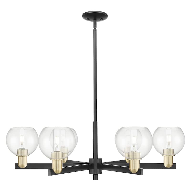 Innovations Lighting Endless Possibilities Arcadia - Athens - 6 Light 36" Stem Hung Chandelier - Clear/Black Antique Brass