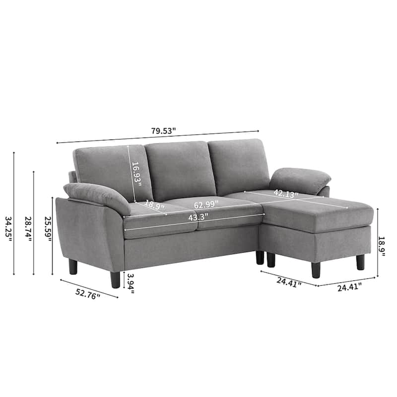 Walraime Sofa Couch Upholstered L Shape Sectional Sofas Sets for Living Room