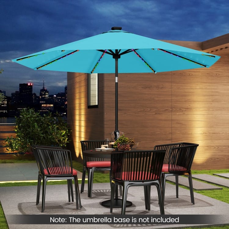 Polyester Metal Solar Patio Umbrella with LED Lights