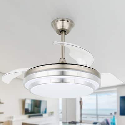 CurveCurio 42 in. Ceiling Fan with Concealable Fan Blades, 6 Fan Speed 3 Light Tone Remote Control Fan for Bedroom