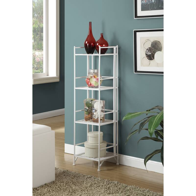 Convenience Concepts Xtra Storage 4 Tier Folding Metal Shelf - White
