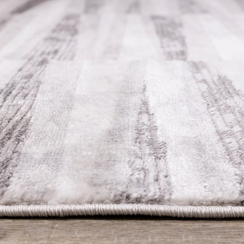 Chase Collection - Faded Grey/White Column Stripes Rug