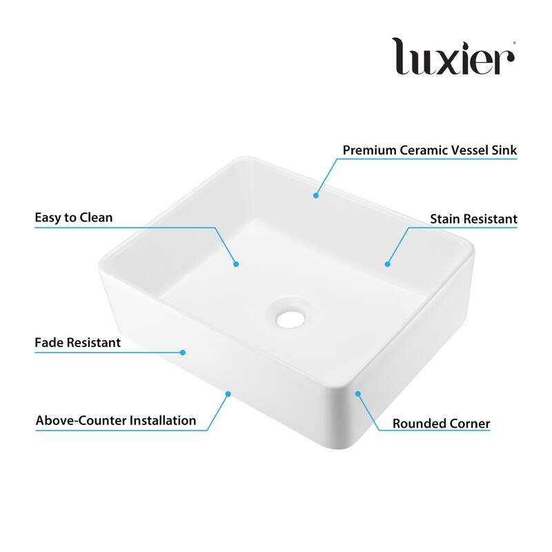 Luxier CS-013 Rectangular Bathroom Ceramic Vessel Sink Art Basin