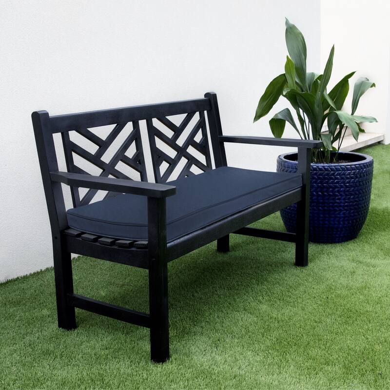 Sorra Home Outdura Solid Indoor/Outdoor Corded Bench Cushion - 57 in x 24 in x 2 in - ETC Midnight