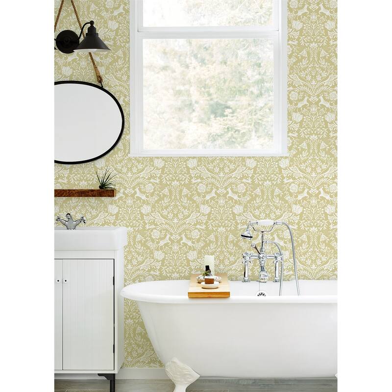 Chesapeake Forest Dance Honey Damask Wallpaper