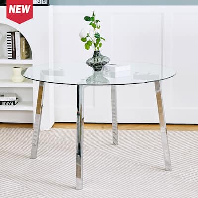 Modern minimalist ROUND glass dining table