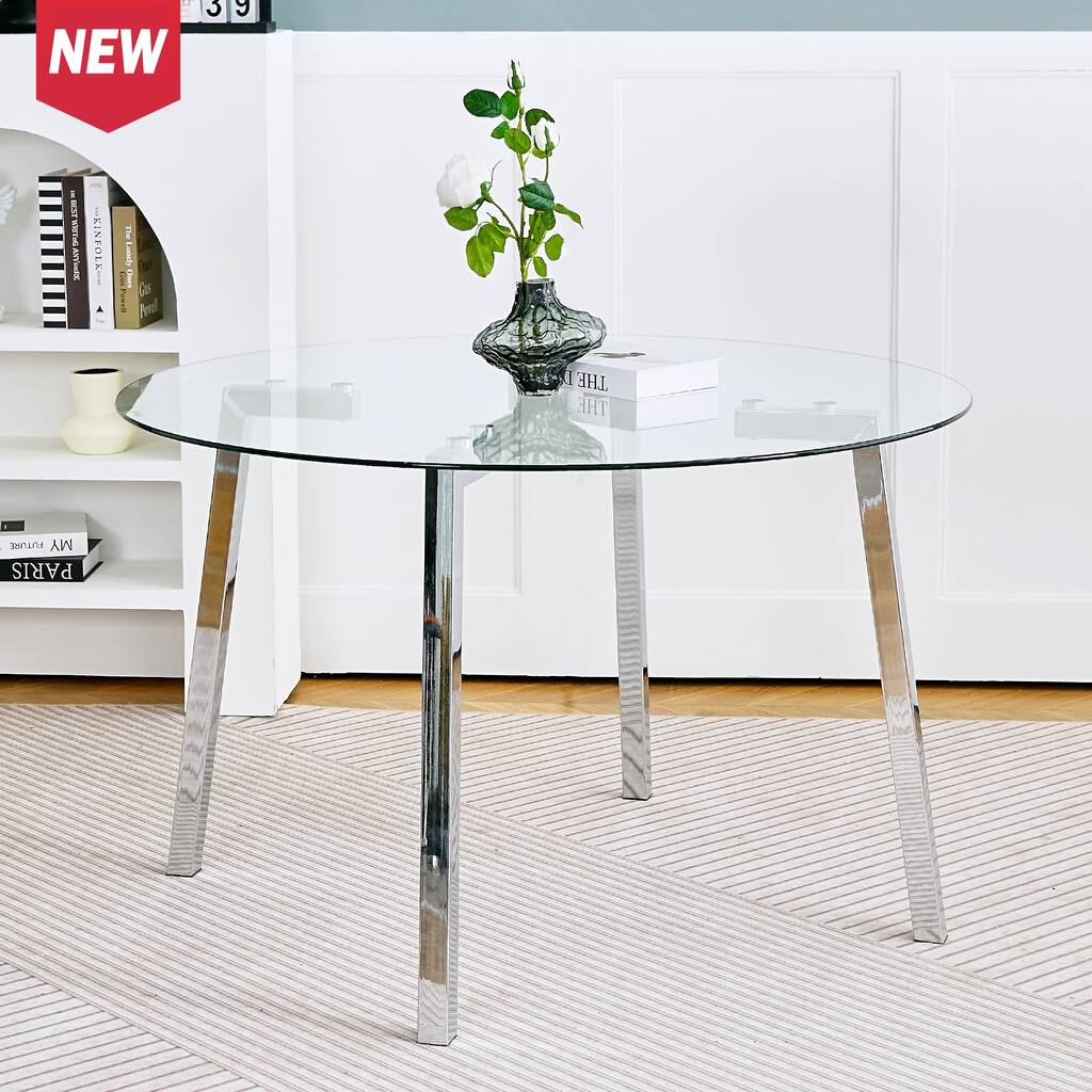 Modern minimalist ROUND glass dining table