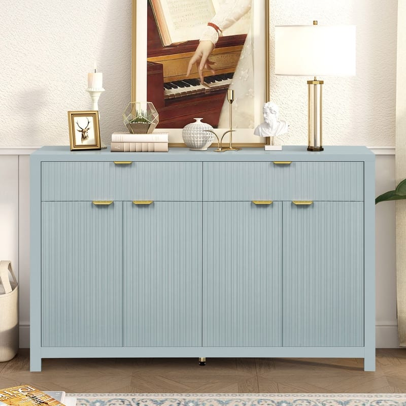 55.1" Modern Sideboard Cabinet with Adjustable Shelves and Aluminum Handles for Stylish Home Storage Solutions