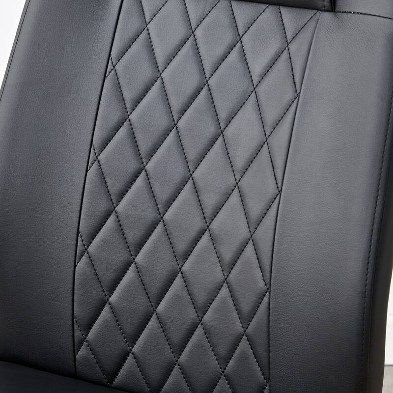 Faux Leather Dining Room Chairs with Upholstered Seat, Modern Kicthen Chairs Armless Accent Chairs with Metal Legs, Set of 4