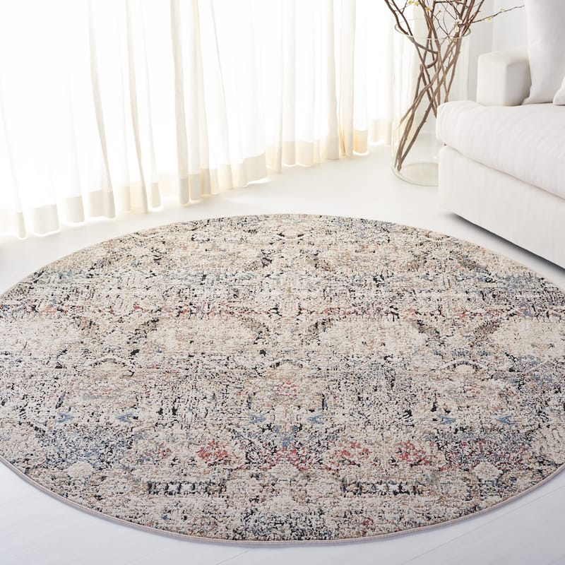 SAFAVIEH Lauren Ralph Lauren Marjola Vintage Rug - 6'7" Round - Ivory/Navy