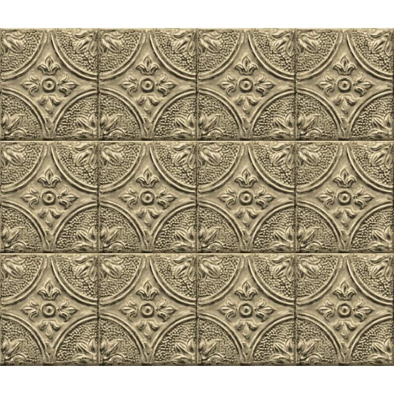 InHome Restored Tile Brass Peel & Stick Backsplash Tiles - 72in x 18in x 0.025in - 72in x 18in x 0.025in - Brown