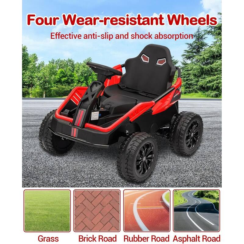 24V Kids Electric Car with Parent Control, 200W 4x4 Ride On Toy for Big Kids,4 Wheeler ATV