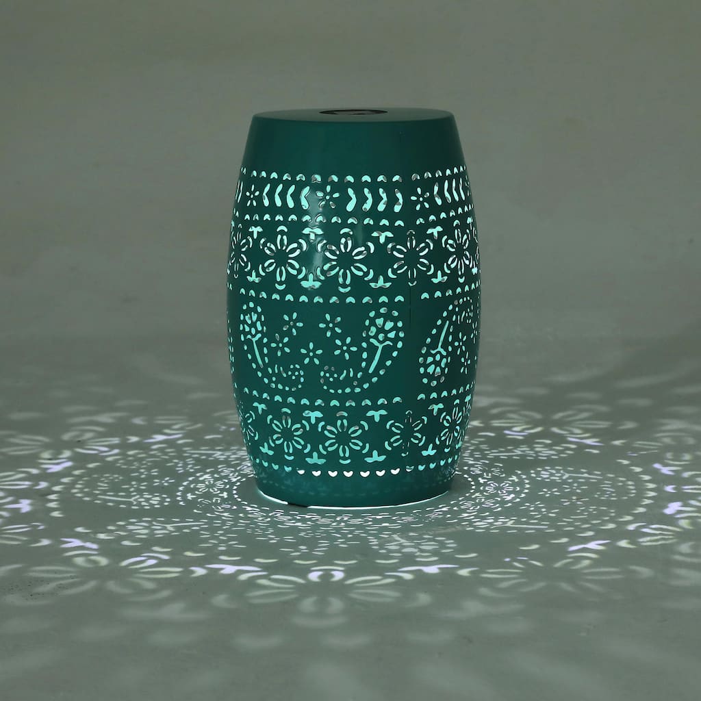 Solar-Powered Side Table with Light - Modern Iron Design, Garden & Patio Accent