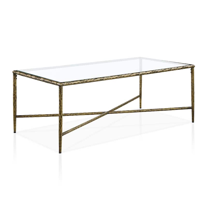 247 Shop At Home Lalia Modern Textured Metal X-Brace Coffee Table