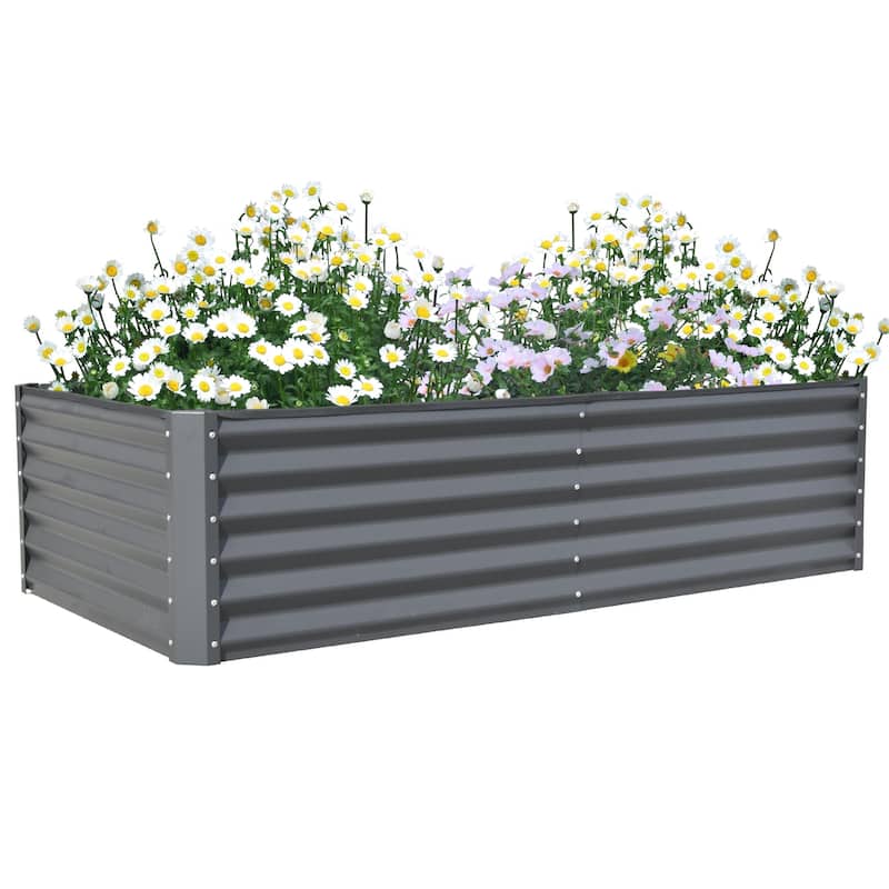 6x3x1.5ft Galvanized Raised Garden Bed, Planter Garden Boxes Large Metal Planter Box for Gardening Vegetables Fruits Flowers