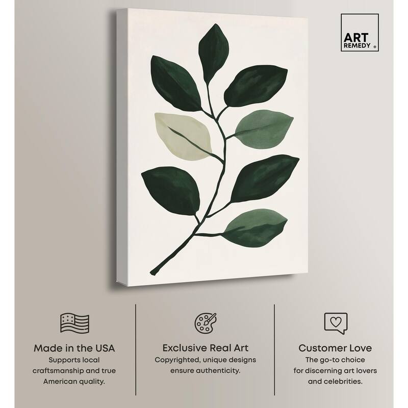 Green and Grey Branch II Canvas by Art Remedy, Gallery Wrapped