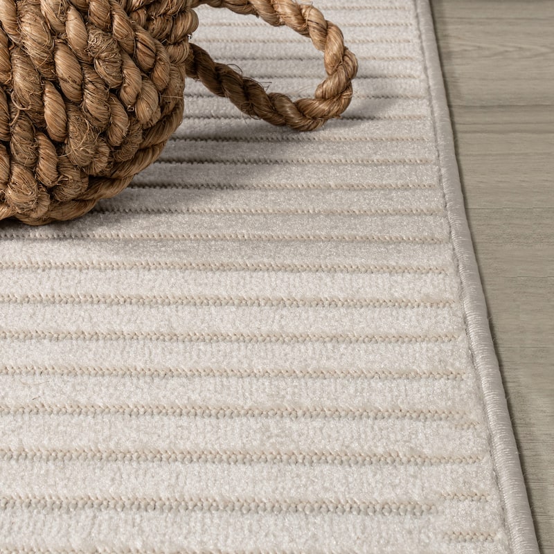 JONATHAN Y Maribo Minimalist Scandi Striped Navy/ivory Area Rug