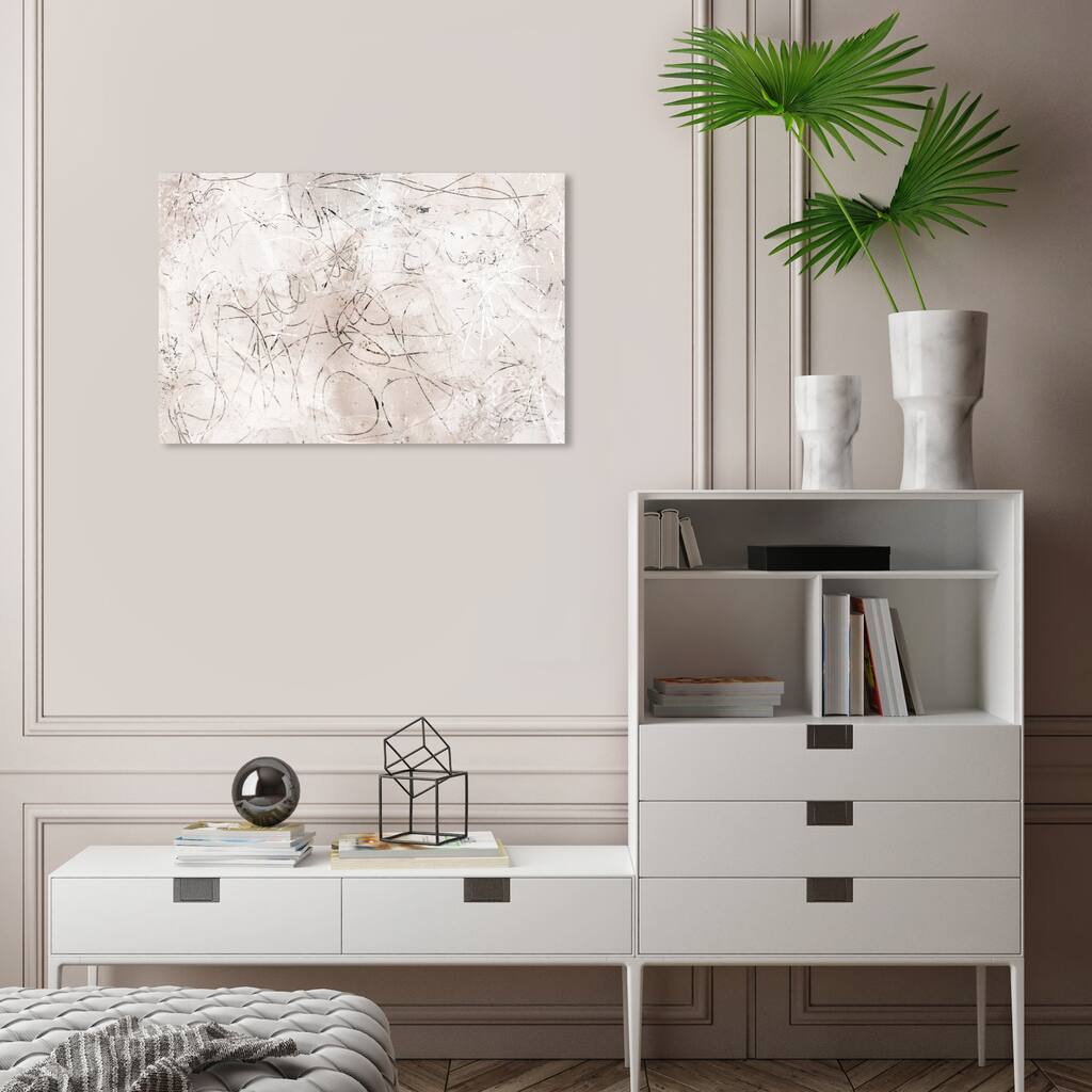 Wynwood Studio Abstract Yeso Dreamer White and Beige Modern & Contemporary Wall Art Canvas Print