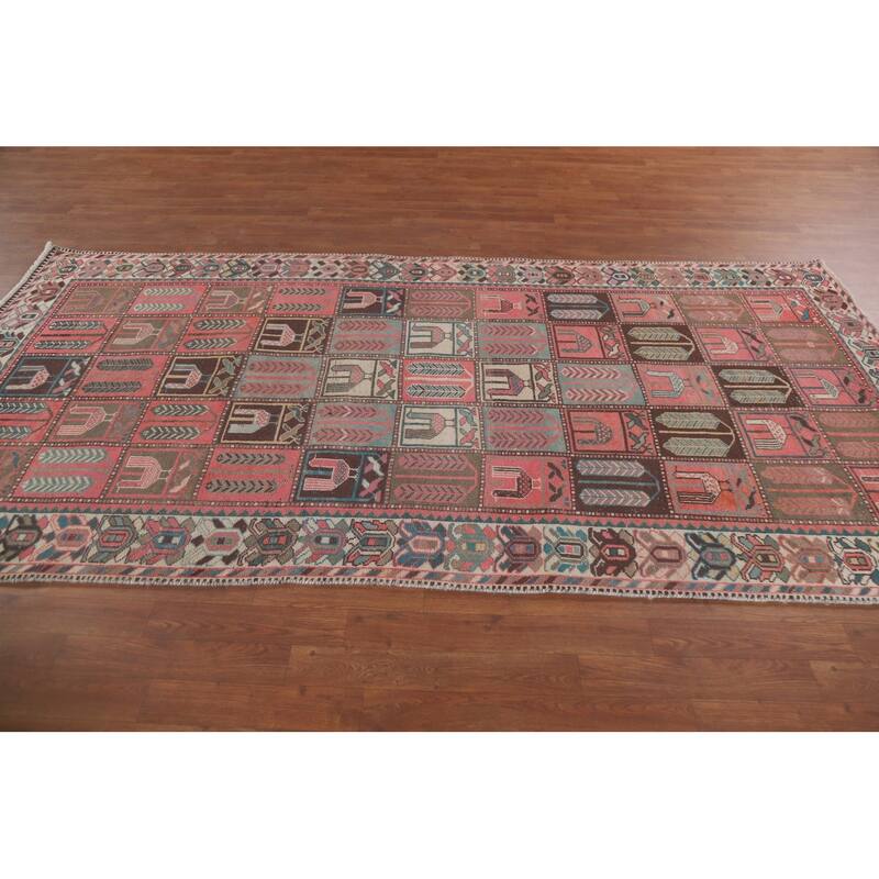Hand Knotted Oriental 100% Wool Carpet Traditional All-Over Pink Bakhtiari Area Rug - 9' 3'' X 4' 8''