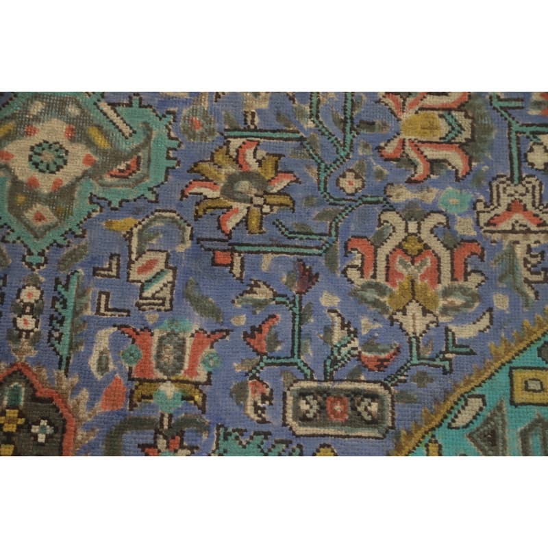 Hand Knotted Oriental 100% Wool Carpet Traditional Floral Purples Tabriz Area Rug - 9' 8'' X 6' 7''