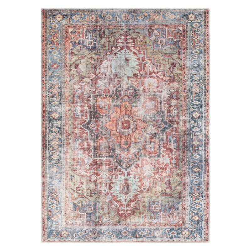 Traditional Distressed Machine Washable Area Rug