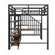 preview thumbnail 10 of 11, Full Size Metal Loft Bed with Low Storage Table and Shelves, Black