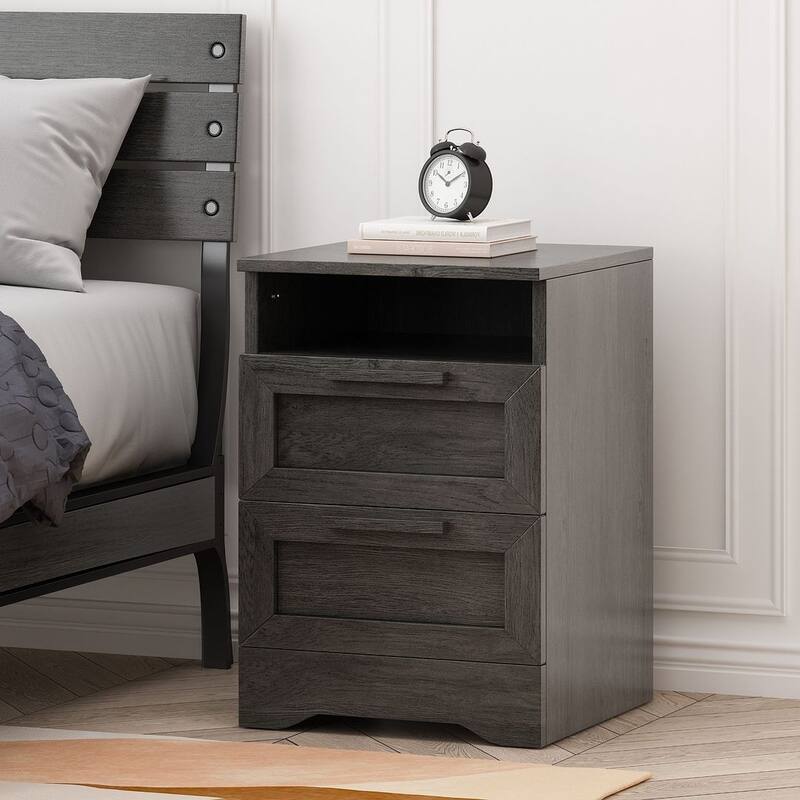 15.80" W Modern 2 Drawer Nightstand by Christopher Knight Home