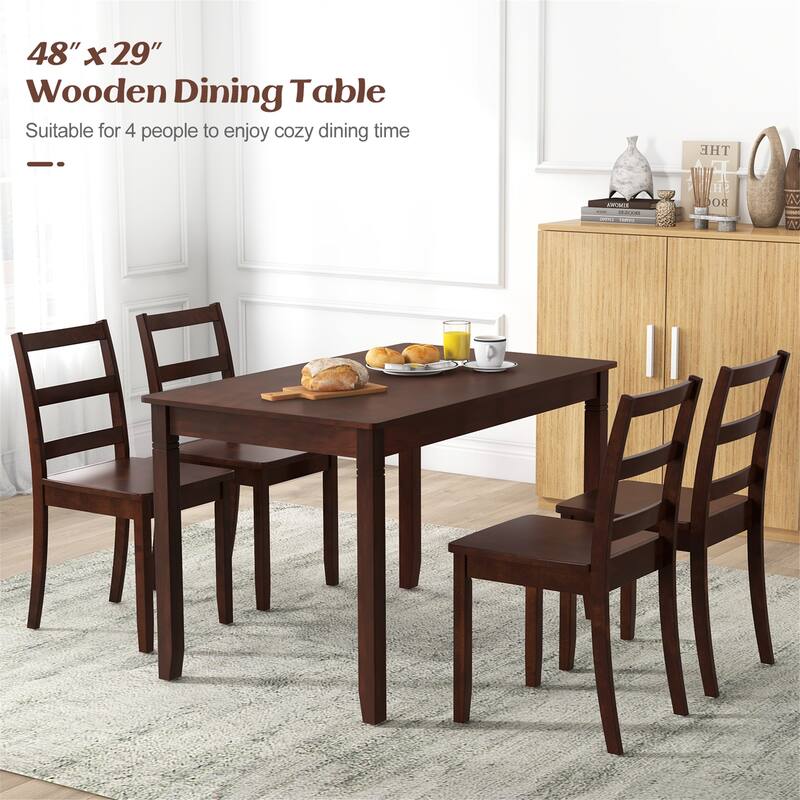 Gymax 48'' Wooden Dining Table for 4 People w/ Rubber Wood Legs